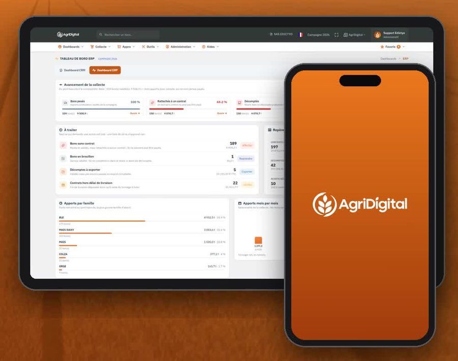 Application AgriDigital sur tablette et smartphone pour les techniciens agricoles (ATE)